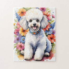 Happy Poodle Colorful Watercolor Puppy Puzzle