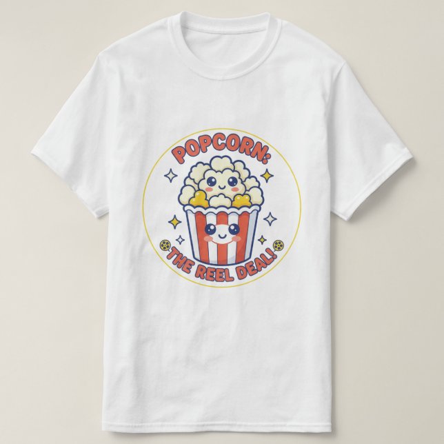 Happy Popcorn Movie Lover Graphic T-Shirt (Design vorne)