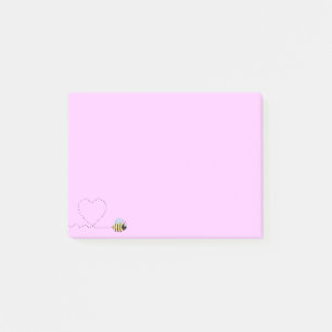 Happy positive Bienen Cartoon rosa Post-it Noten Klebezettel