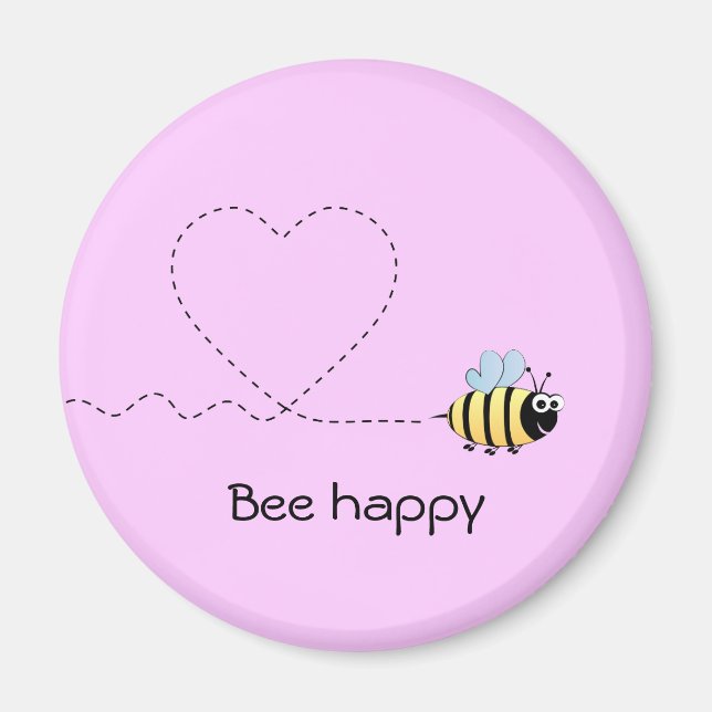 Happy positiver BienenCartoon lustiger Pun-Rosa-Ma Magnet (Vorne)