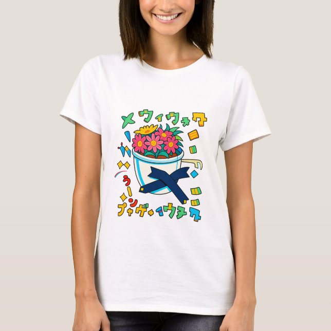 Happy Pot Blume T-Shirt (Vorderseite)