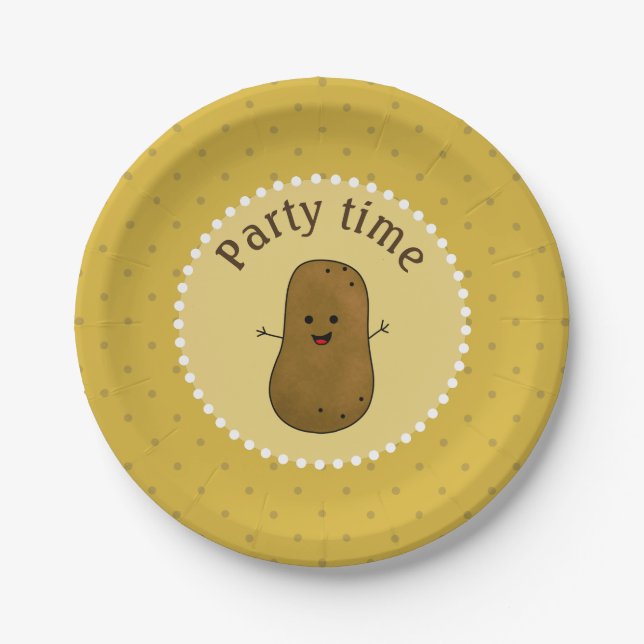 Happy Potato Party Time Pappteller (Vorderseite)