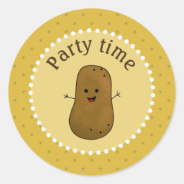 Happy Potato Party Time Runder Aufkleber