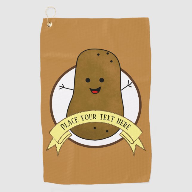 Happy Potato Personalisiert Golfhandtuch (Vorderseite)