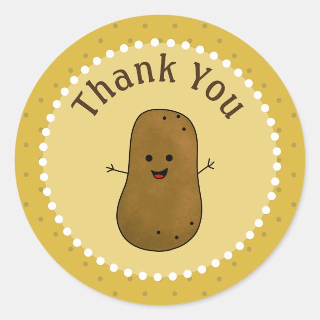 Happy Potato Vielen Dank Runder Aufkleber (Vorderseite)