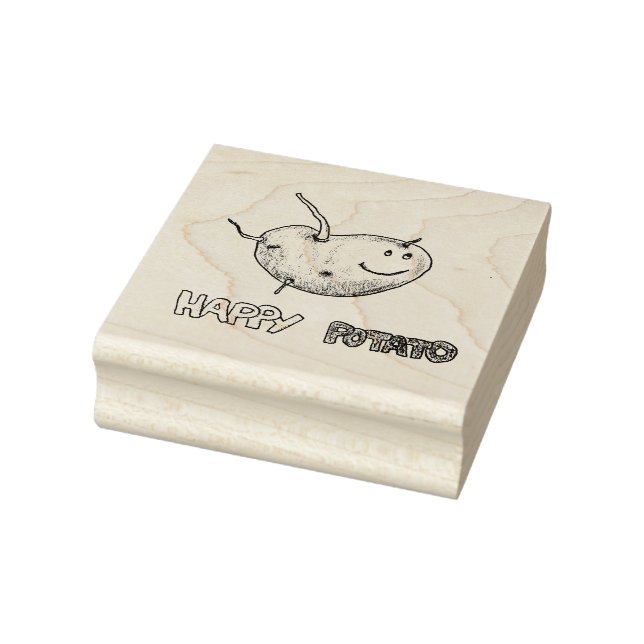 Happy Potato Wood Art Briefmarke Gummistempel (Stempel)