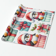 Happy Present Pinguins Wrapping Paper