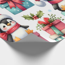 Happy Present Pinguins Wrapping Paper