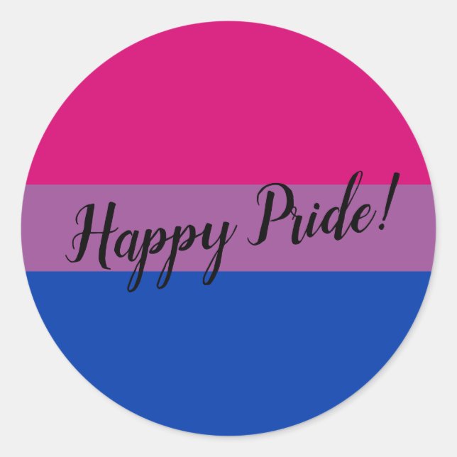 Happy Pride Bisexual Flag Runder Aufkleber (Vorderseite)