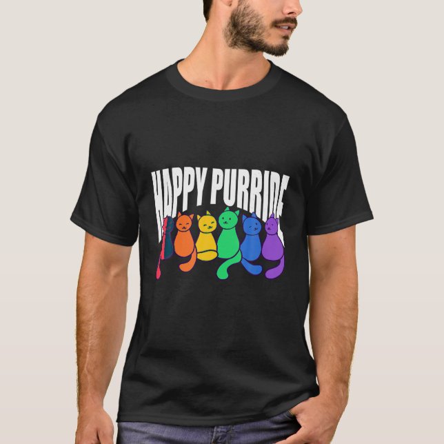 Happy Pride Cat Lover Niedlich Kitten Rainbow LGBT T-Shirt (Vorderseite)