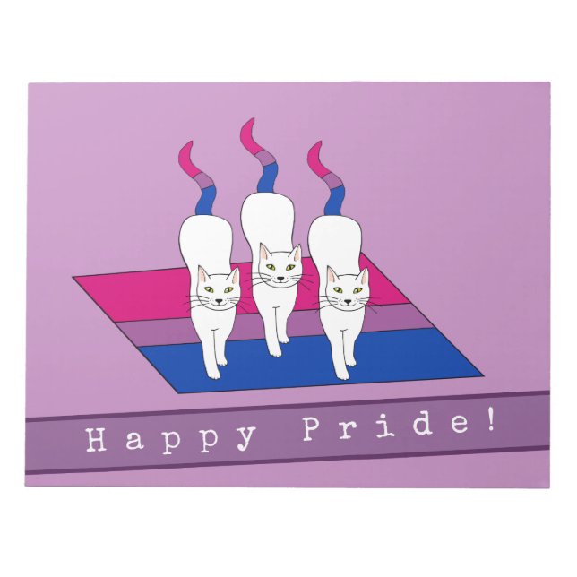 Happy Pride Katzen mit bisexueller Stolperflagge Notizblock (Vorderseite)