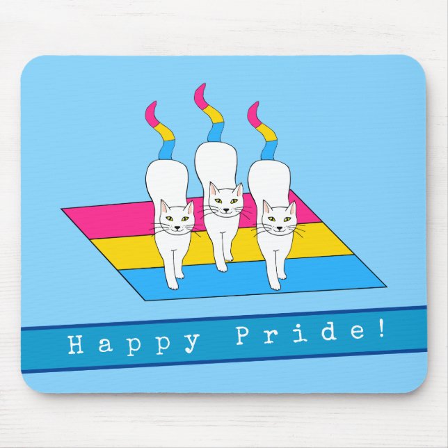 Happy-Pride-Katzen mit Pansexual Flag Mousepad (Vorne)