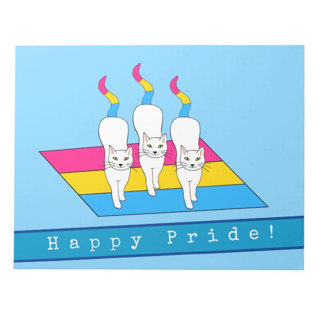 Happy-Pride-Katzen mit Pansexual Flag Notizblock (Vorderseite)