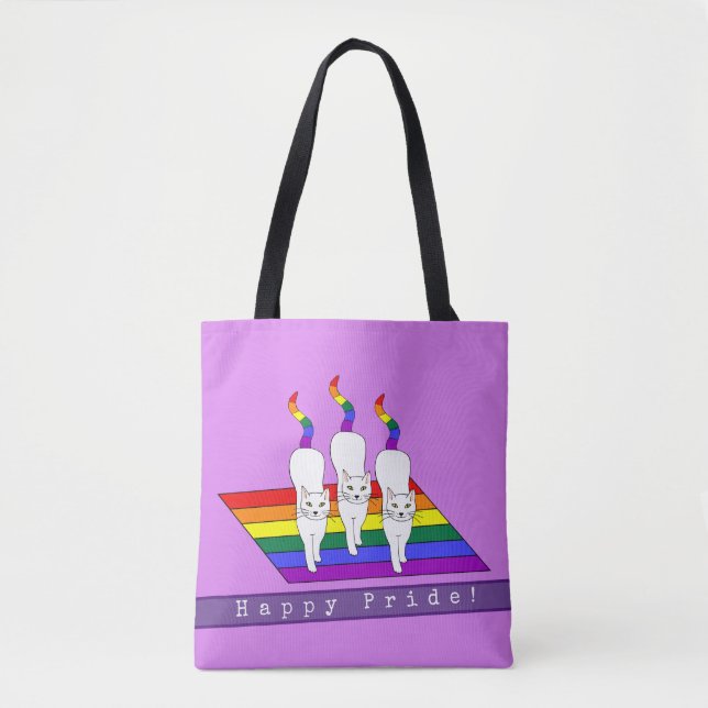 Happy-Pride-LGBT-Katzen mit Regenbogenflagge (Vorderseite)