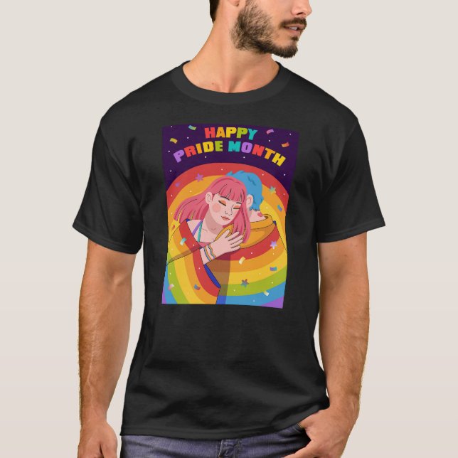 Happy Pride Month Embracing Liebe Rainbow Tshirt (Vorderseite)