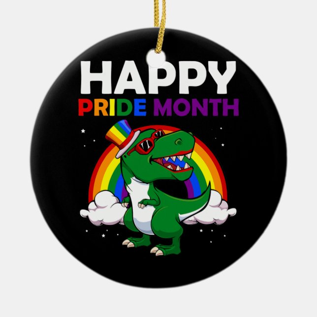 Happy Pride Month LGBT Q Cute Dinosaur Gay Keramik Ornament (Vorne)