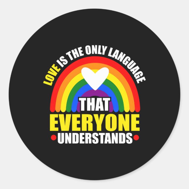 Happy Pride Month Regenbogenflagge für stolze Alli Runder Aufkleber (Vorderseite)