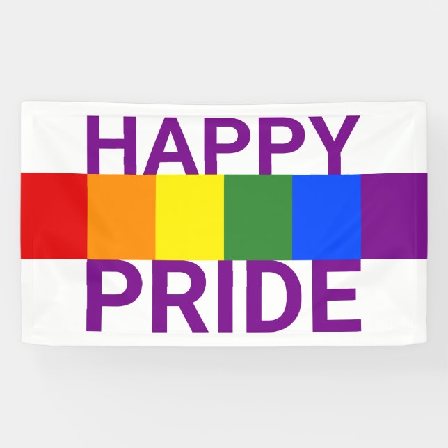 Happy Pride Rainbow Flag Streifen Banner (Horizontal)