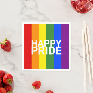 Happy Pride Rainbow Flag Stripes Party Serviette