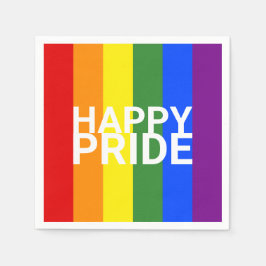 Happy Pride Rainbow Flag Stripes Party Serviette