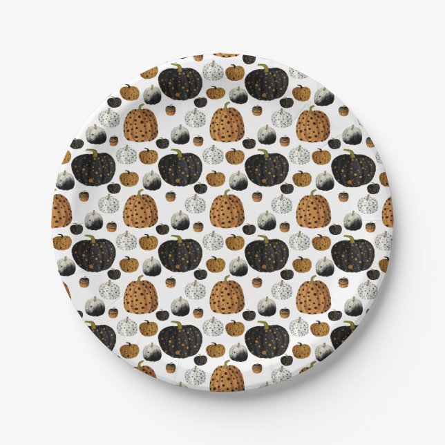 Happy print polka dots pumpkin  pappteller (Vorderseite)