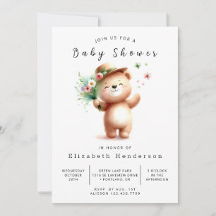 Happy Printable Bear Baby Dusche Einladung