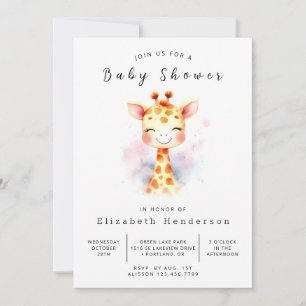 Happy Printable Giraffe Baby Shower Einladung
