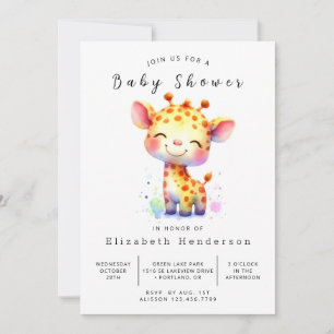 Happy Printable Giraffe Baby Shower Einladung