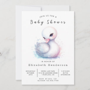Happy Printable Swan Baby Shower Einladung
