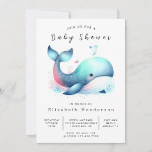 Happy Printable Whale Baby Shower Einladung