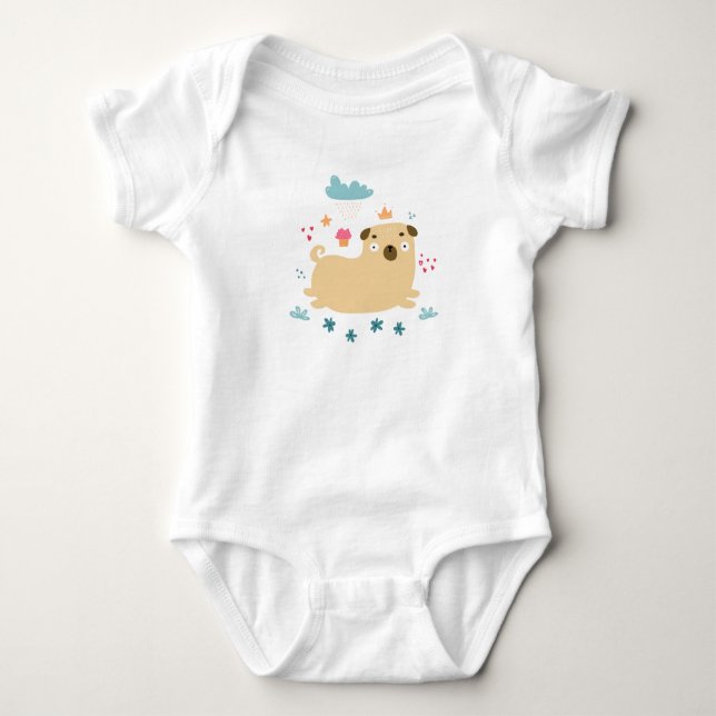 Happy Puggy Baby Bodysuit Strampler (Vorderseite)