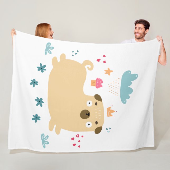 Happy Puggy Fleece Blanket (Beispiel)