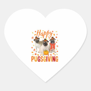 Happy Pugsgiving Niedlich Erntedank Mops Hunde Wea Herz-Aufkleber