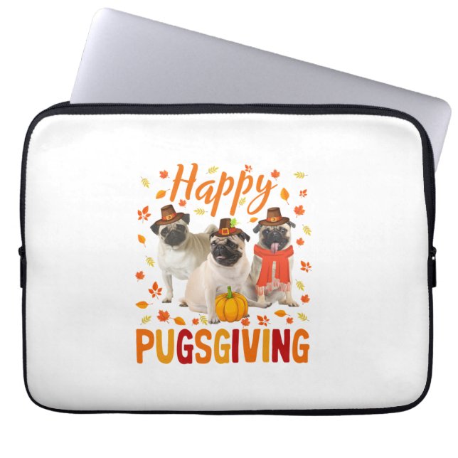 Happy Pugsgiving Niedlich Erntedank Mops Hunde Wea Laptopschutzhülle (Vorderseite)