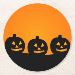 Happy Pumpkin Face Round Paper Untersetzer