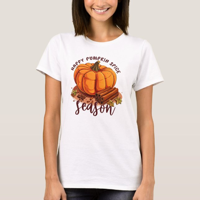 Happy Pumpkin Gewürzsaison - Gemütliche Herbstwoch T-Shirt (Vorderseite)