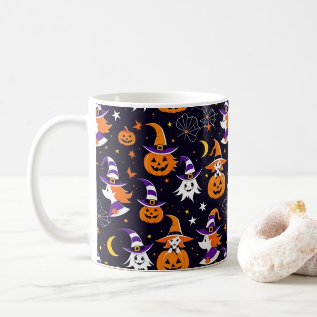 Happy Pumpkin Halloween Kaffeetasse (Mit Donut)