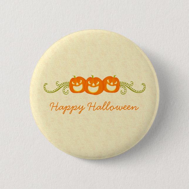 Happy Pumpkin Wirbel Halloween Button (Vorderseite)