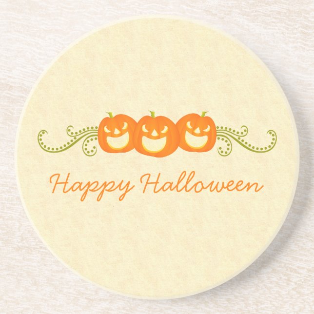 Happy Pumpkin Wirbel Halloween Untersetzer (Vorne)