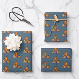 Happy Pumpkins mit Kerzen Geschenkpapier Set