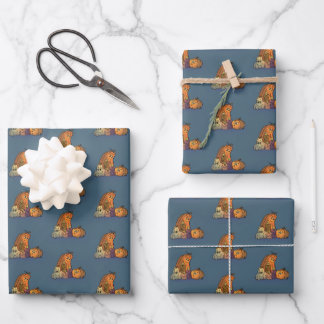 Happy Pumpkins mit Kerzen Geschenkpapier Set