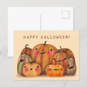 Happy Pumpkins - Niedliches Halloween Postkarte