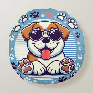 Happy Pup Round Pillow Rundes Kissen