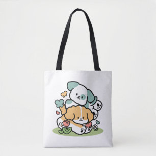 Happy Puppies Rolling in May - Kawaii Hund Kunst