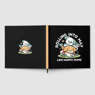 Happy Puppies Rolling in May - Kawaii Hund Kunst Gästebuch