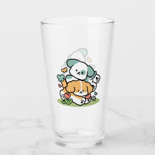 Happy Puppies Rolling in May - Kawaii Hund Kunst Glas