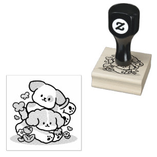 Happy Puppies Rolling in May - Kawaii Hund Kunst Gummistempel