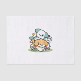 Happy Puppies Rolling in May - Kawaii Hund Kunst Seidenpapier