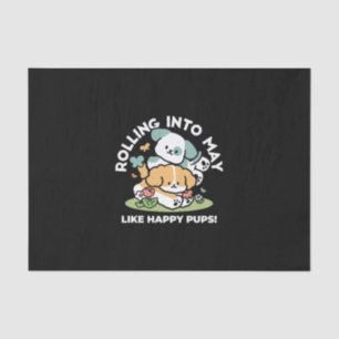 Happy Puppies Rolling in May - Kawaii Hund Kunst Seidenpapier