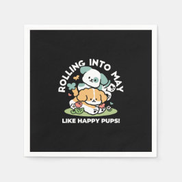Happy Puppies Rolling in May - Kawaii Hund Kunst Serviette
